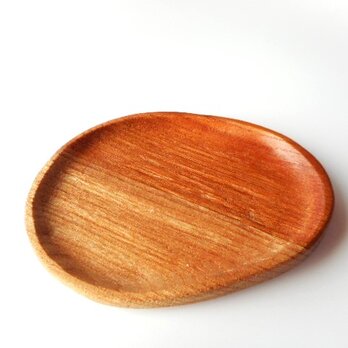 木のお皿　けやきの豆皿　手彫り　　長丸型　2個セットの画像