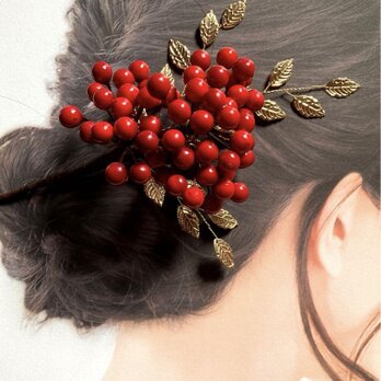 南天ゴールドリーフ　髪飾り　 Lsize花嫁ヘア　和装髪飾りの画像