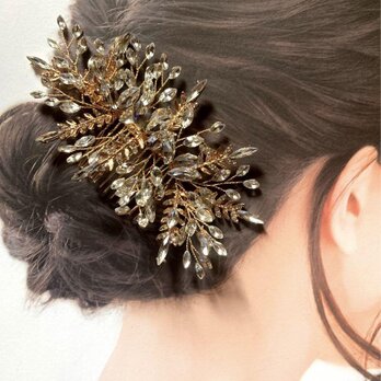 アールデコ　ラインストーンコーム　花嫁髪飾り　振袖ヘアの画像