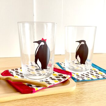 コウテイペンギンのテーパードグラス（単品）コースター付 ガラス コップ 動物 プレゼント クリスマスギフト おしゃれの画像