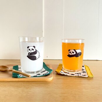 パンダのテーパードグラス（単品）コースター付 ガラス コップ 動物 グッズ プレゼント クリスマスギフト おしゃれの画像