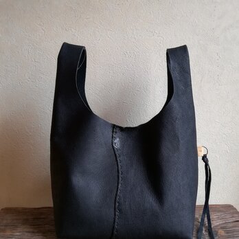 my Bag -mini-　黒色✗生成り　ピッグスキンレザーの画像