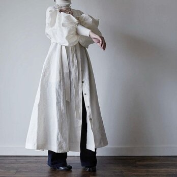 European linen coat dress (white)の画像