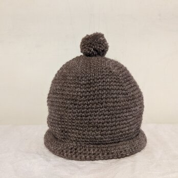 ／pompom knit cap／ brownの画像