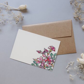 ミニメッセージカード　8枚セット（封筒付き）【Pink flowers】01の画像