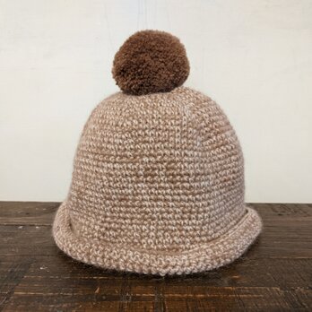 sale    ／pompom knit cap／ brownの画像