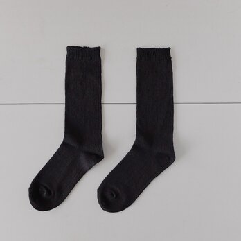 リネンニット ソックス（ブラック）22-24cm レギュラー丈
