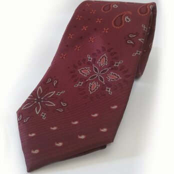 ボルドーのランダムペイズリーネクタイ　Random paisley tie <シルク100％>の画像