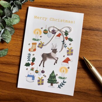 トナカイとクリスマスのポストカード【メッセージカード/クリスマスカード】の画像