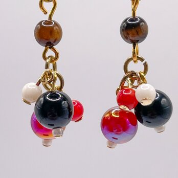 カーネリアン＆オニキス＆タイガーアイのピアス/イヤリング/チャーム｜k-010の画像