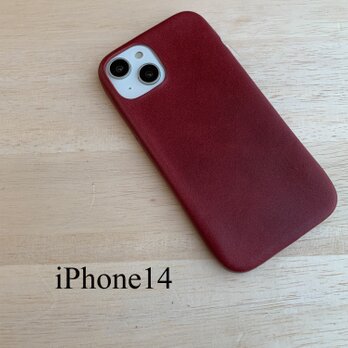 １枚革で作るiPhone14 カバー　ケース 【選べる革】【名入れ可】の画像