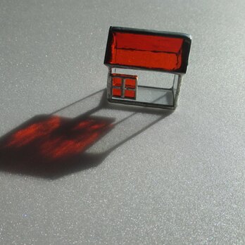 25　ガラスの小さなおうち　ｽﾃﾝﾄﾞｸﾞﾗｽ　オレンジ屋根の家　ミニハウスの画像
