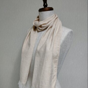 オーガニックコットン　ダブルガーゼストール　ブラウンギンガムチェック