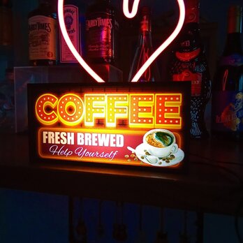 COFFEE 喫茶店 アメリカン カフェ ミニチュア サイン ランプ 看板 置物 雑貨 LEDライトBOXの画像