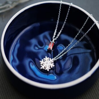 winter set) ガーネット ＆ 雪の結晶 ネックレス セット シルバー925の画像