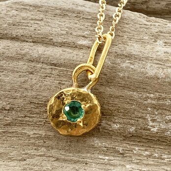 K22＋K24純金◇エメラルド◇ペンダントトップ K24 Emerald Pendant Topの画像