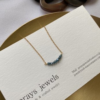 K18YG Blue Diamond Line Necklaces　ナチュラルブルー天然ダイヤモンド原石ラフボタンカットの画像