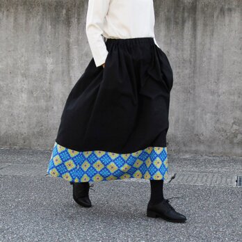 アフリカ布カンガのスカート（カンガ × ビエラ）柔らかく優しい肌触りの画像