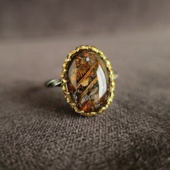 K18・SV Geometric Rutilated quartz　Ringの画像