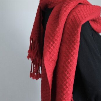 シルクウール＜冬の赤ⅰ＞手織りストールの画像