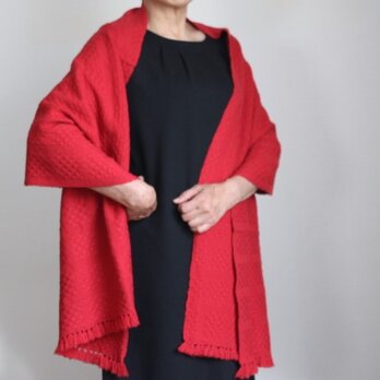 シルクウール＜冬の赤ⅱ＞手織りストールの画像