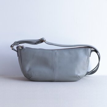 【長財布が入る】本革　2WAY　ショルダーバッグ　ワンショルダー　シュリンクレザー　軽量　牛革　グレー　牛革　ak-45cs