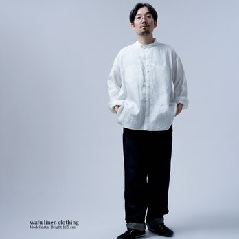【wafu】リネンシャツ ハートをわしづかみの 洗練されしシャツ /白色 t021i-wht1の画像