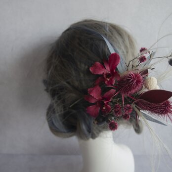 赤いランのヘッドドレス