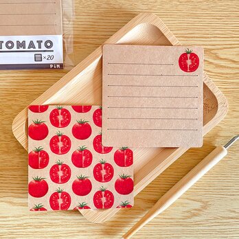 トマトのスクエア便箋 20枚入 ミニ便箋 一筆箋 プレゼント ミニレター 手紙 野菜 おしゃれ かわいい グッズ 雑貨の画像
