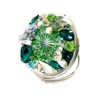 東京切子コンパクトミラー　ひまわり　Jewelry Box 緑の画像
