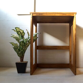 自分だけの家事室 便利机 シェルフ テーブル 玄関 キッチン ゴミ箱置き 観葉植物置き いろいろな用途に W60×H85の画像