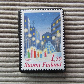 フィンランド　クリスマス切手ブローチ8323