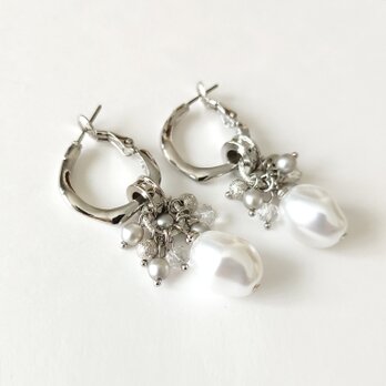 Tiピアス[2way＊Baroque pearl and wave hoop/Silver]の画像