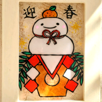 送料無料*ステンドグラス風*鏡餅･お正月飾り･ハンドメイド♪の画像