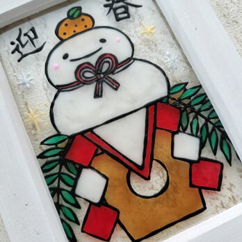 送料無料*ステンドグラス風*鏡餅･お正月飾り･ハンドメイド♪