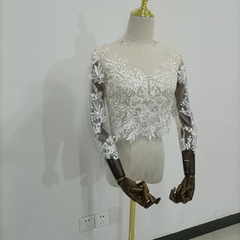 ウエディングドレス トップスのみ 3D立体レース刺繍 ボレロ 七分袖丈 花嫁/ウェディングドレの画像