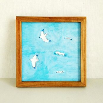 原画「カモメ」 ※18角額縁入り　水彩　アクリル　絵画の画像