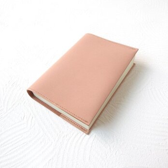 《カーフスキン》文庫本サイズ対応・一枚革のブックカバー・サーモンピンク・0695の画像