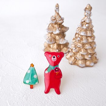 ★再販★クリスマスローズ赤色テディとツリー（クリスマス期間限定）の画像