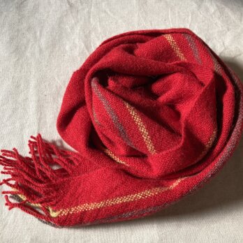 【参考作品】きれいめ赤のマフラー　ウール＆アルパカ　手織りの画像