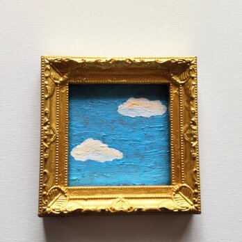 （訳アリ）「青空」原画・油彩・絵画・壁掛け・独立スタンド付きの画像