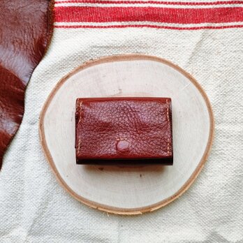 【イタリアンレザー】身軽にキマる♪手縫いの三つ折り財布（革/ミニ財布/コンパクト/メンズ/レディース）ブラウンの画像