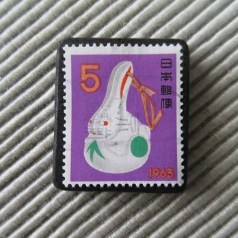 日本　アップサイクル切手ブローチ791の画像