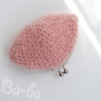 ばあば作♪毛糸のふんわりがま口（fuwafuwa-pink・C1625）の画像