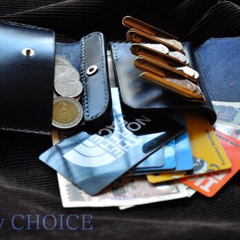 革の宝石ルガトー・2つ折りコインキャッチャー財布（改）（紺）の画像