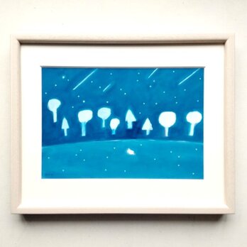 原画「星降る夜に/On Starry Nights」 ※木製額縁入りの画像