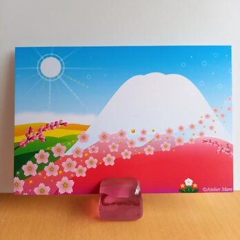 富士山と桜　5枚組　ポストカードの画像