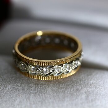 絶品 英国 1965年 ゴールド リング レディース 指輪 ビンテージ キュービックジルコニア 純金 純金率375 宝石 J14の画像