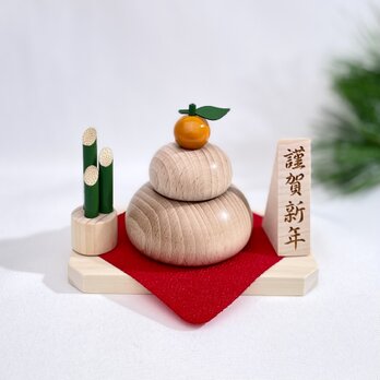 木製　鏡餅　かがみもち　ミニ　無垢材　門松　お正月の画像