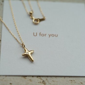 【U for you】18K cross necklaceの画像